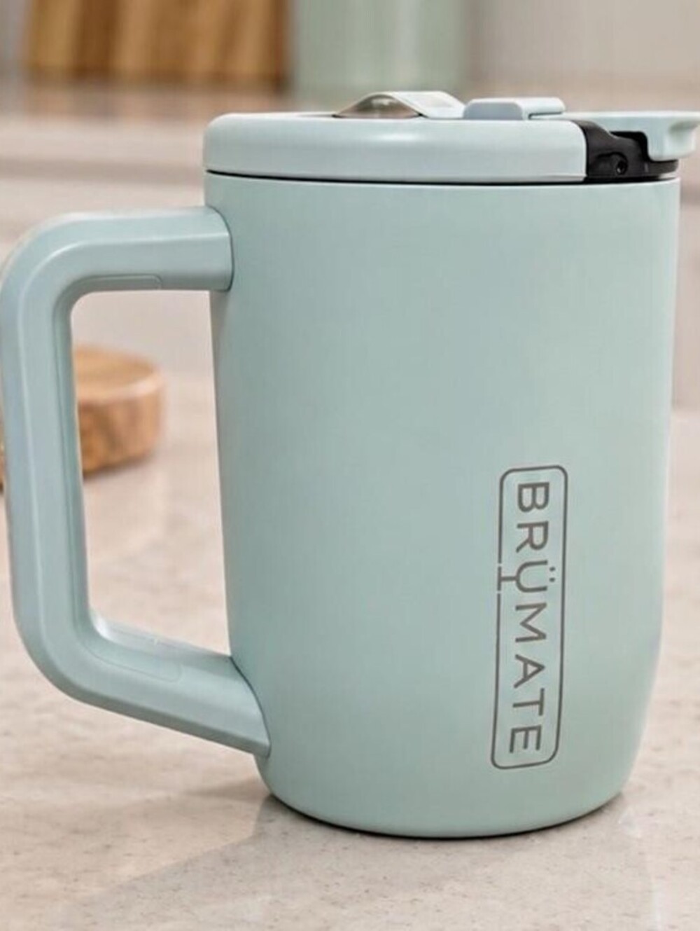 Brümate 12 oz Insulated Mug W/ Handle & Drink-Through Lid, Light Blue